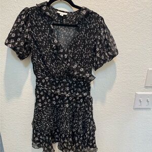 Topshop Black and White Floral Mini Dress